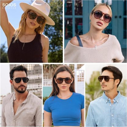 SOthtJOS Retro Aviator Sunglasses Womens Mens Vintage Plastic Frame Shades Lentes De Sol Para Mujer SJ2255