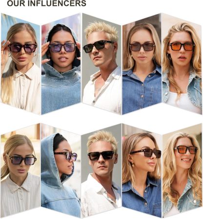SOthtJOS Trendy Square Polarized Sunglasses for Women, 70s 80s Retro Rectangle Shades SJ2345