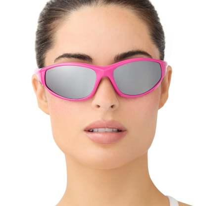 LIGHTNING - NEON PINK + SILVER MIRROR + POLARIZED SUNGLASSES