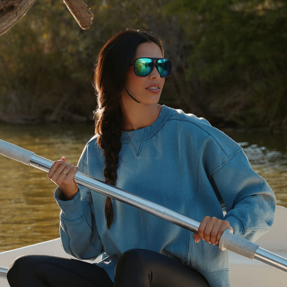 HANGTIME - MATTE BLACK + GREEN MIRROR + POLARIZED SUNGLASSES