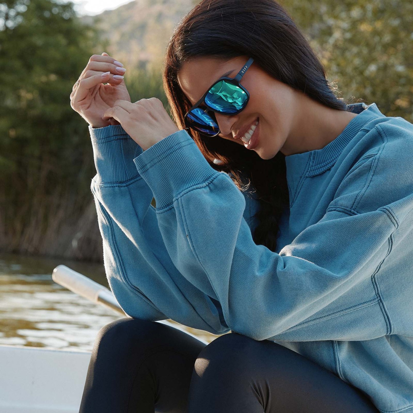 HANGTIME - MATTE BLACK + GREEN MIRROR + POLARIZED SUNGLASSES