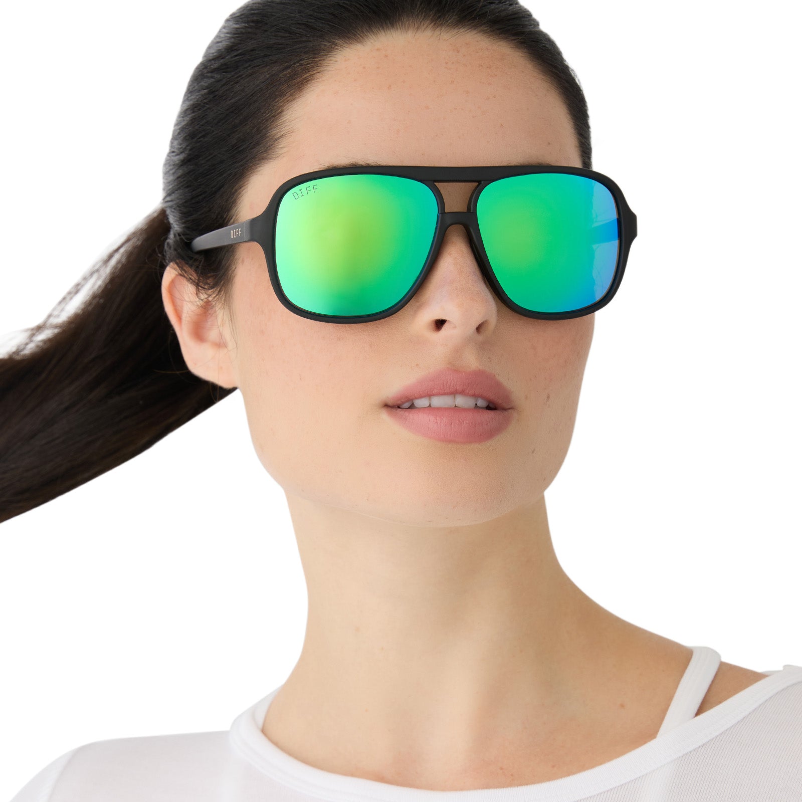 HANGTIME - MATTE BLACK + GREEN MIRROR + POLARIZED SUNGLASSES