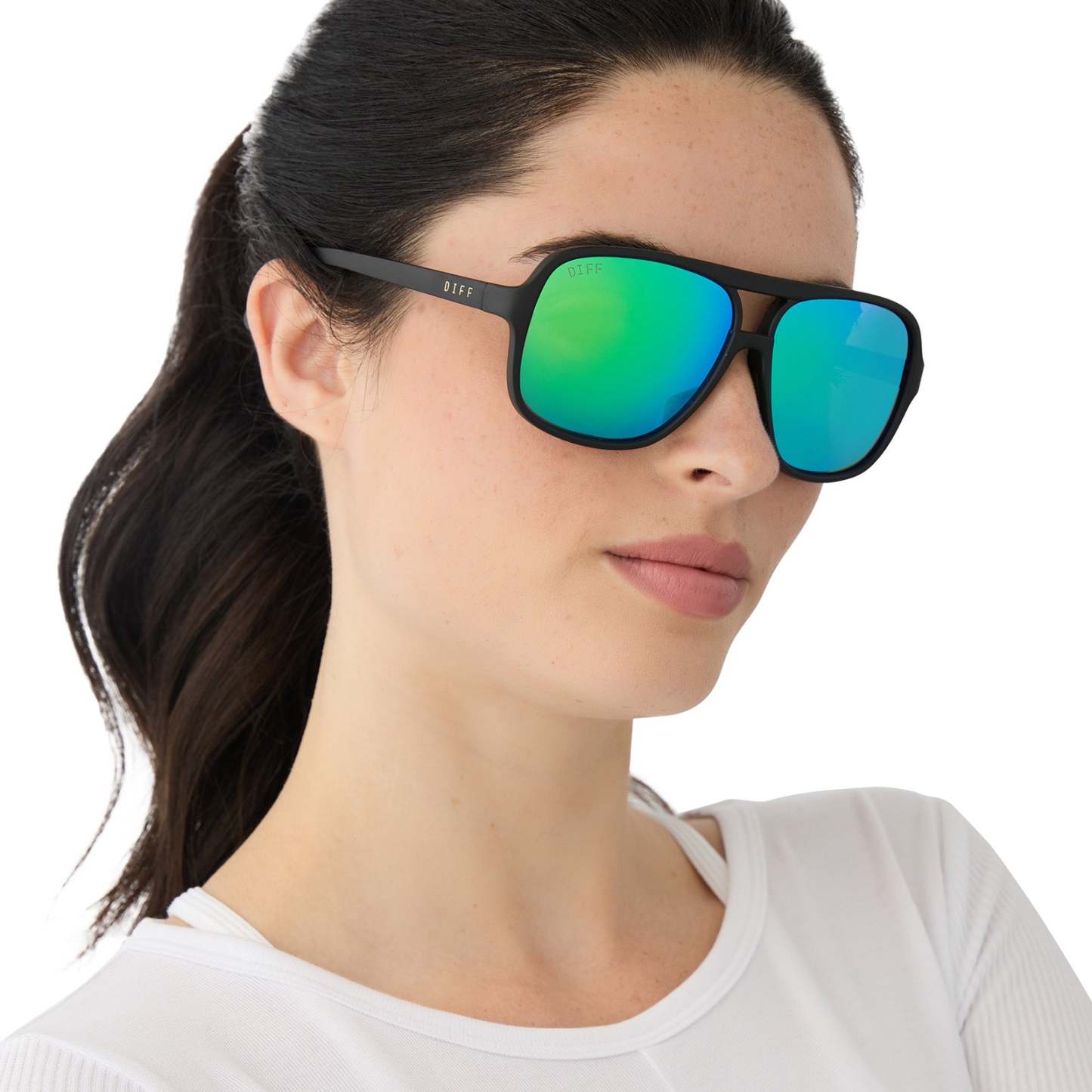 HANGTIME - MATTE BLACK + GREEN MIRROR + POLARIZED SUNGLASSES