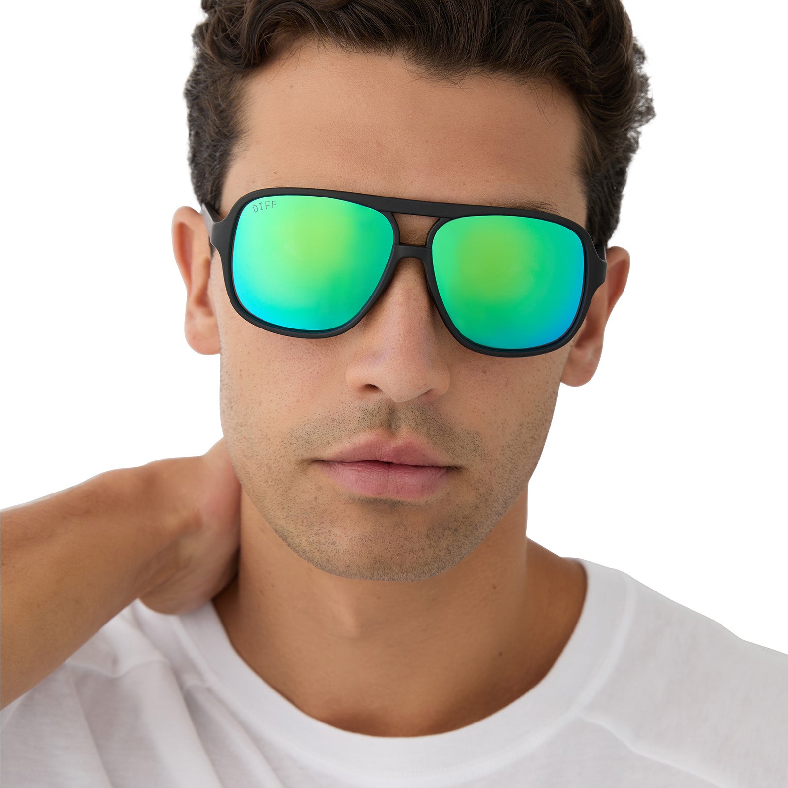 HANGTIME - MATTE BLACK + GREEN MIRROR + POLARIZED SUNGLASSES