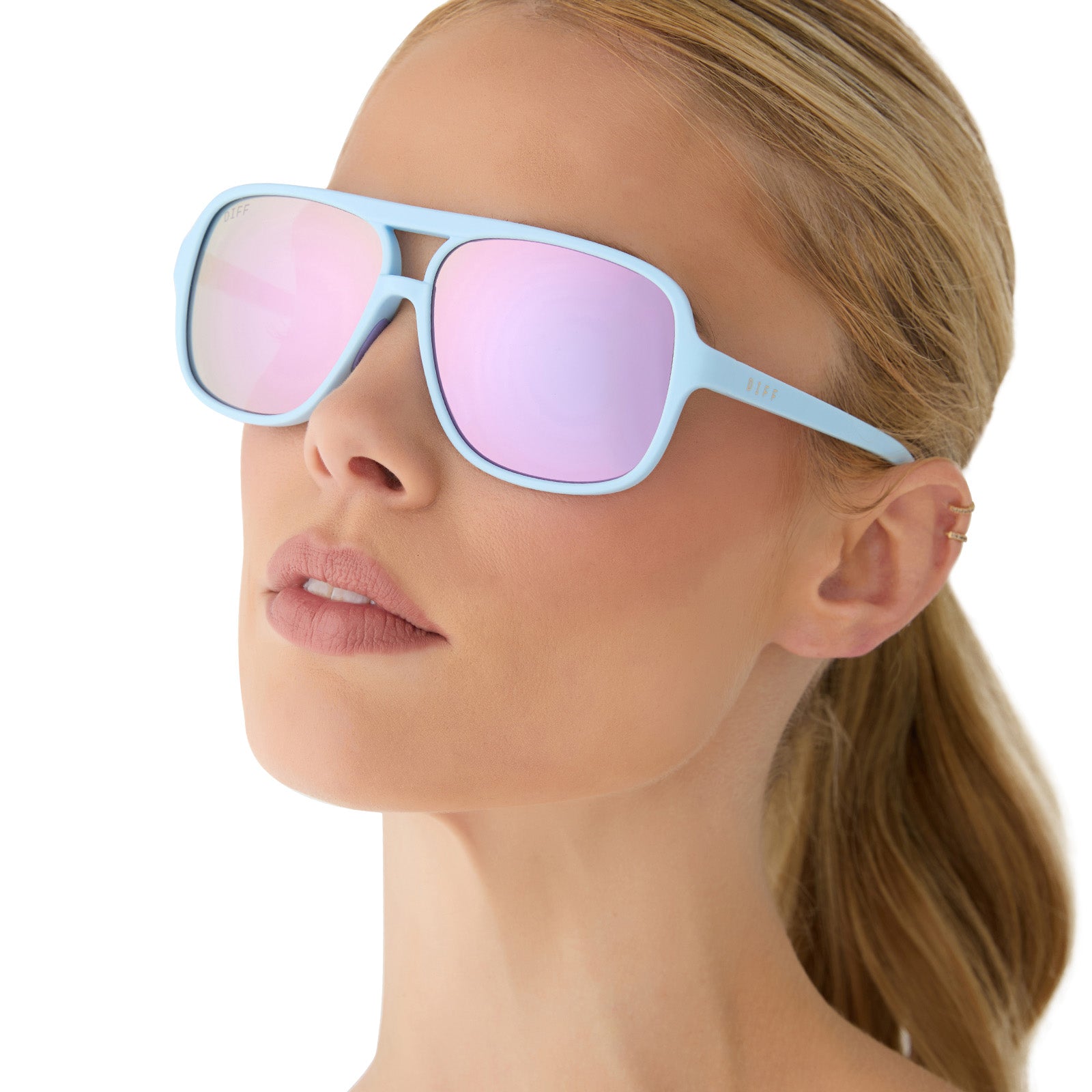 HANGTIME - MATTE BABY BLUE + LAVENDER MIRROR + POLARIZED SUNGLASSES