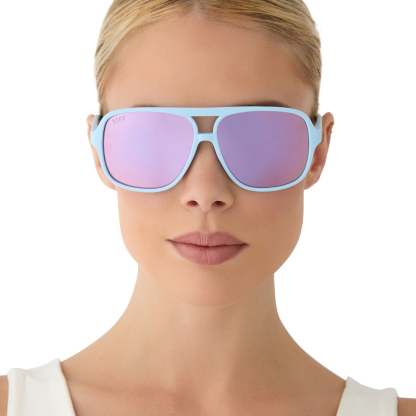 HANGTIME - MATTE BABY BLUE + LAVENDER MIRROR + POLARIZED SUNGLASSES