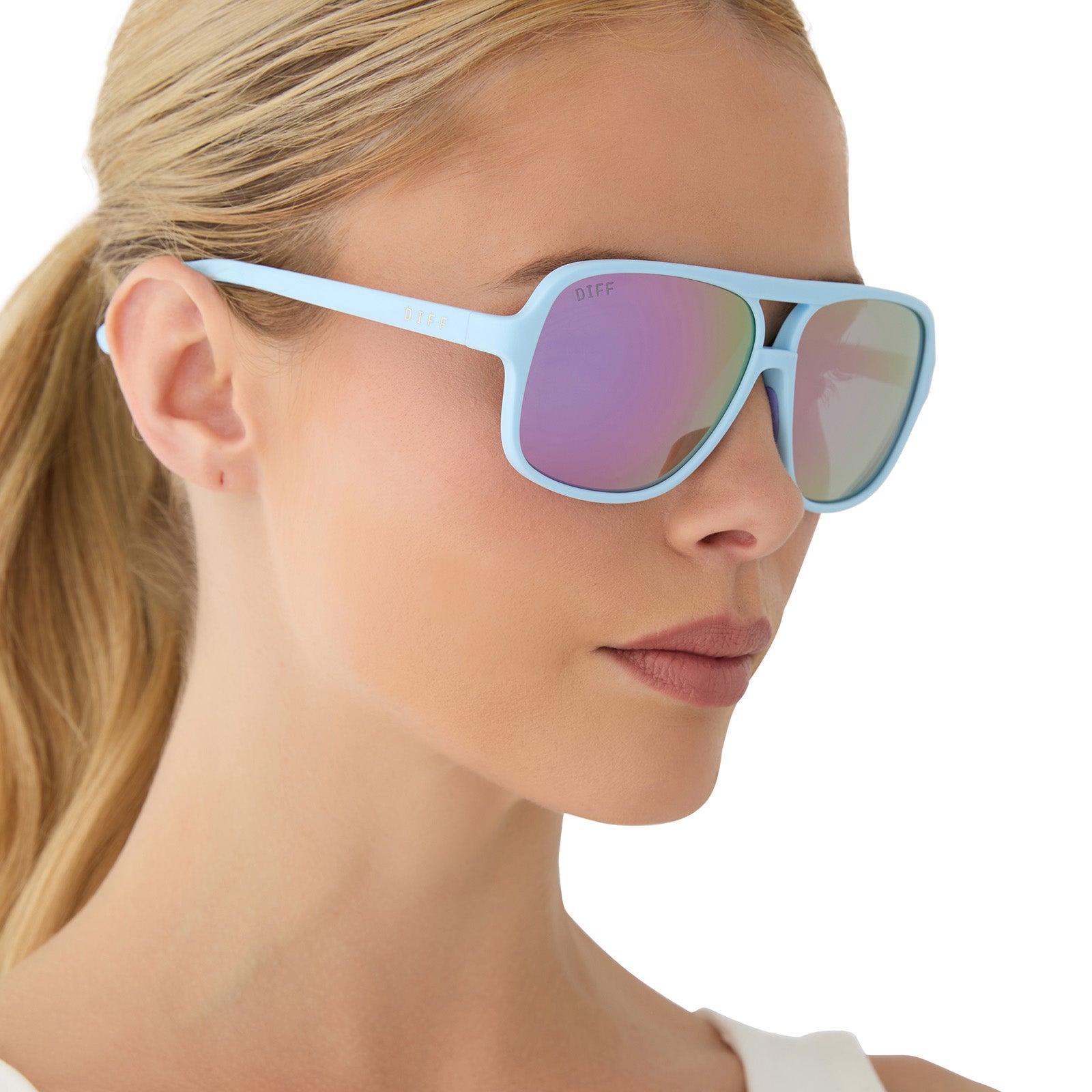HANGTIME - MATTE BABY BLUE + LAVENDER MIRROR + POLARIZED SUNGLASSES