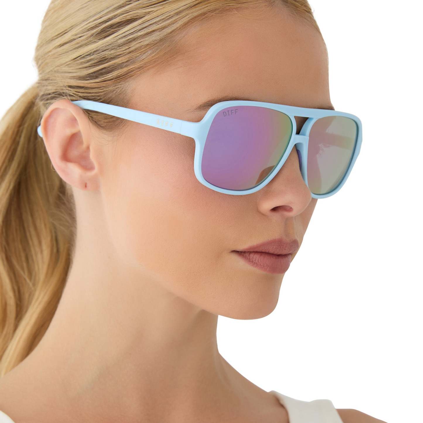 HANGTIME - MATTE BABY BLUE + LAVENDER MIRROR + POLARIZED SUNGLASSES