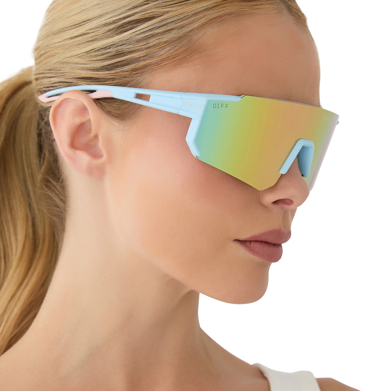 HEAT - MATTE BABY BLUE + SHERBERT RAINBOW MIRROR + POLARIZED SUNGLASSES