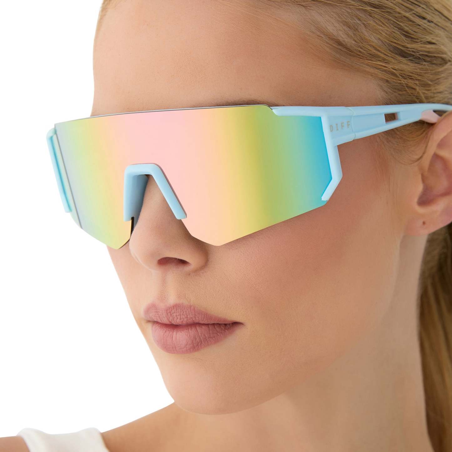 HEAT - MATTE BABY BLUE + SHERBERT RAINBOW MIRROR + POLARIZED SUNGLASSES
