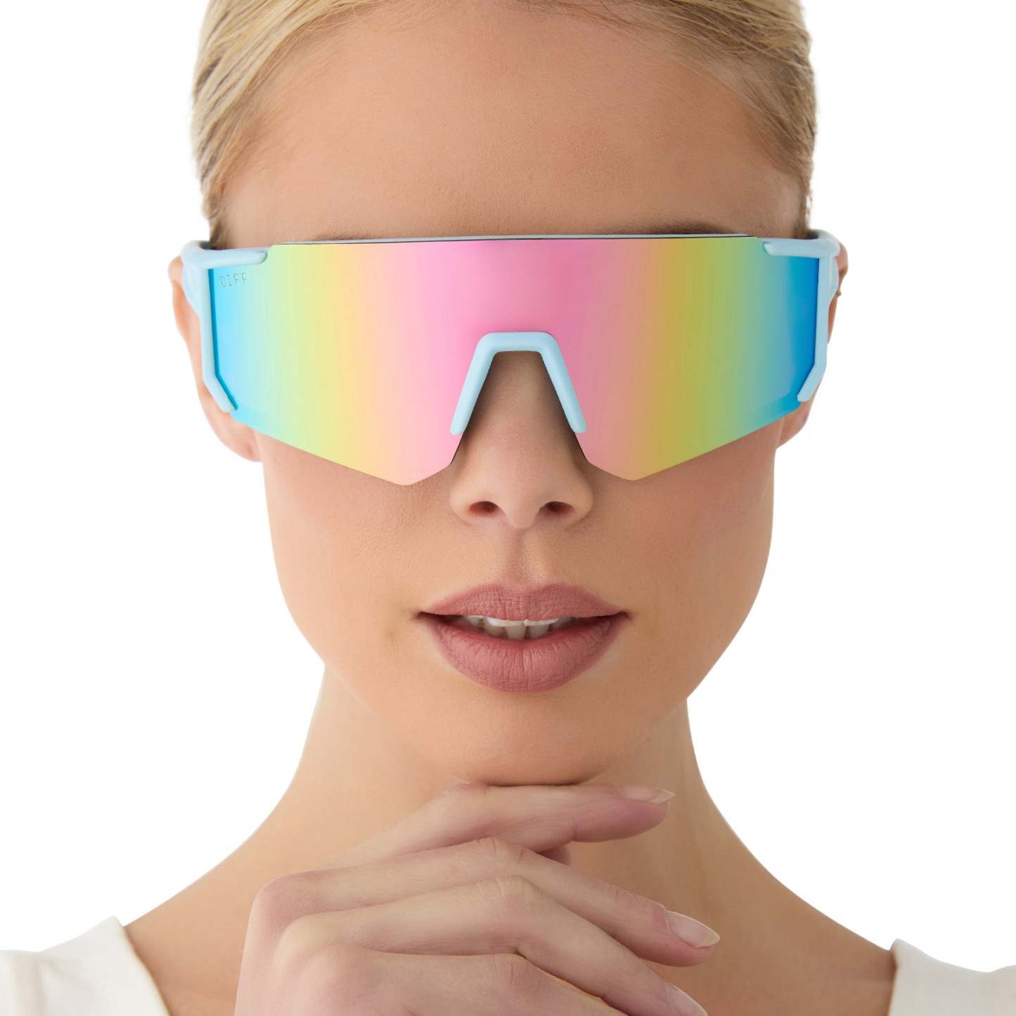 HEAT - MATTE BABY BLUE + SHERBERT RAINBOW MIRROR + POLARIZED SUNGLASSES