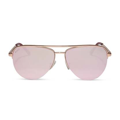 TATE - ROSE GOLD + CHERRY BLOSSOM MIRROR SUNGLASSES