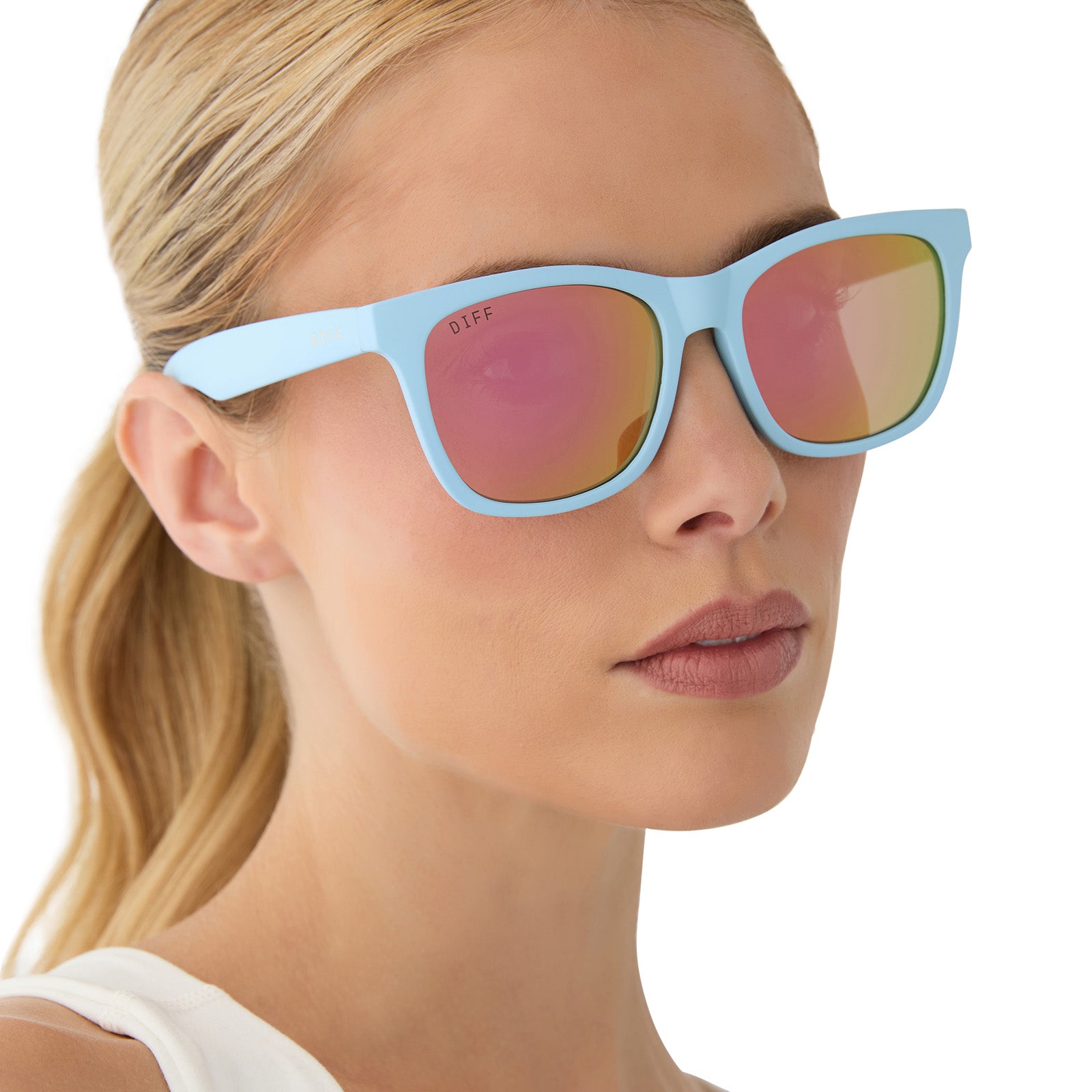STORM - MATTE BABY BLUE + SHERBERT RAINBOW MIRROR + POLARIZED SUNGLASSES
