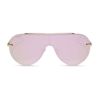 IMANI - GOLD + CHERRY BLOSSOM MIRROR SUNGLASSES