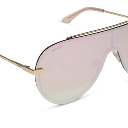 IMANI - GOLD + CHERRY BLOSSOM MIRROR SUNGLASSES