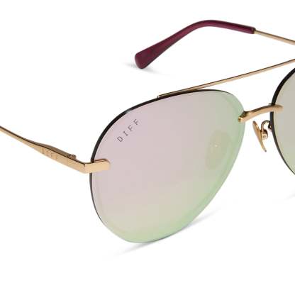 LENOX - BRUSHED GOLD + CHERRY BLOSSOM MIRROR SUNGLASSES