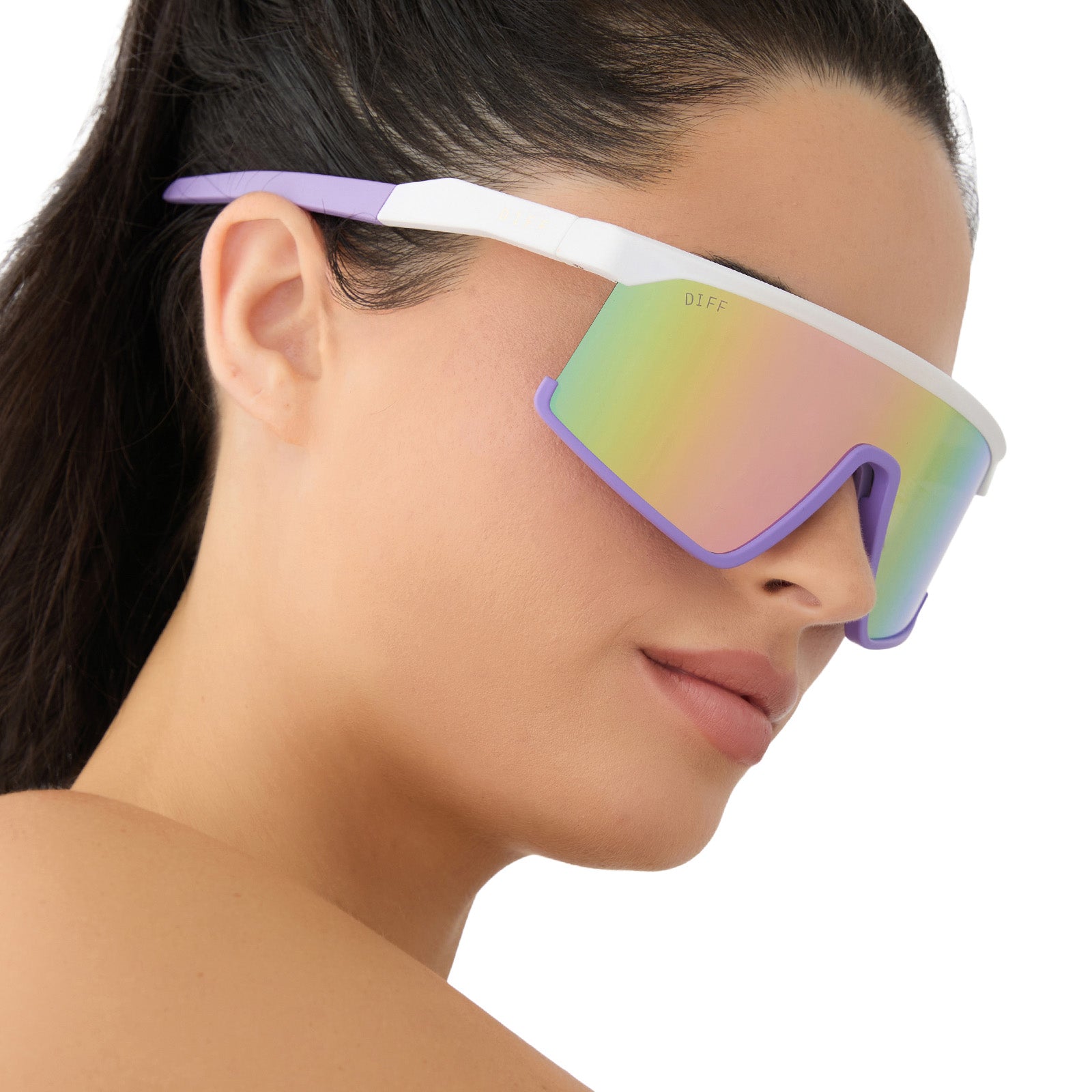 SPIKE - MATTE WHITE + LAVENDER + SHERBERT RAINBOW MIRROR + POLARIZED SUNGLASSES