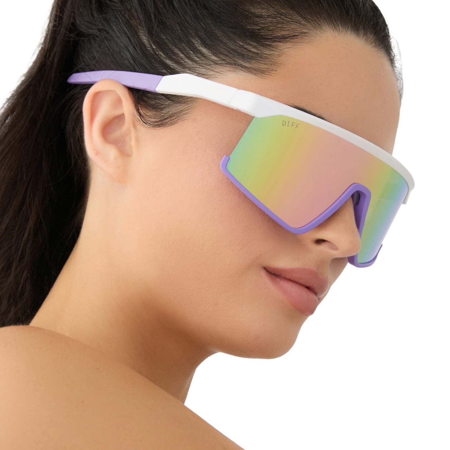 SPIKE - MATTE WHITE + LAVENDER + SHERBERT RAINBOW MIRROR + POLARIZED SUNGLASSES