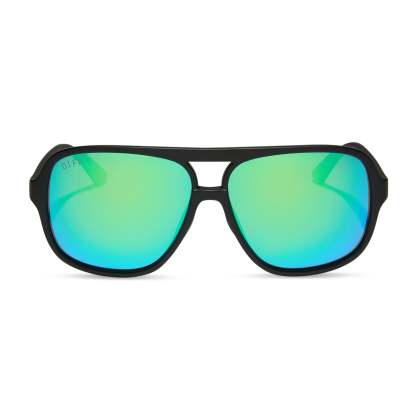 HANGTIME - MATTE BLACK + GREEN MIRROR + POLARIZED SUNGLASSES