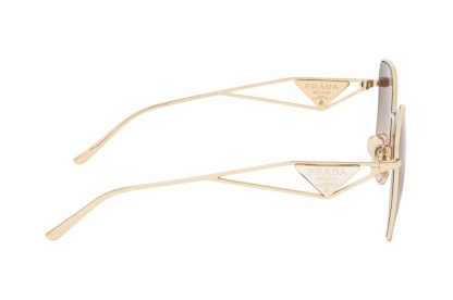 Prathtda PR 57Y ZVN3D0 Sunglasses With Triangle Logo in Gold and Brown NWT 585