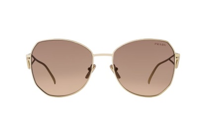 Prathtda PR 57Y ZVN3D0 Sunglasses With Triangle Logo in Gold and Brown NWT 585