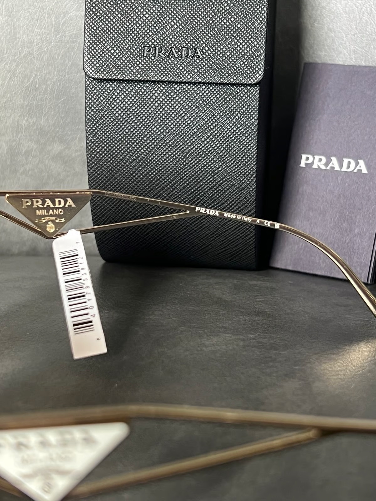 Prathtda PR 57Y ZVN3D0 Sunglasses With Triangle Logo in Gold and Brown NWT 585