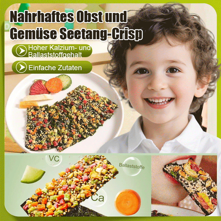 Nährstoffreiche Obst- und Gemüse-Seealgenchips