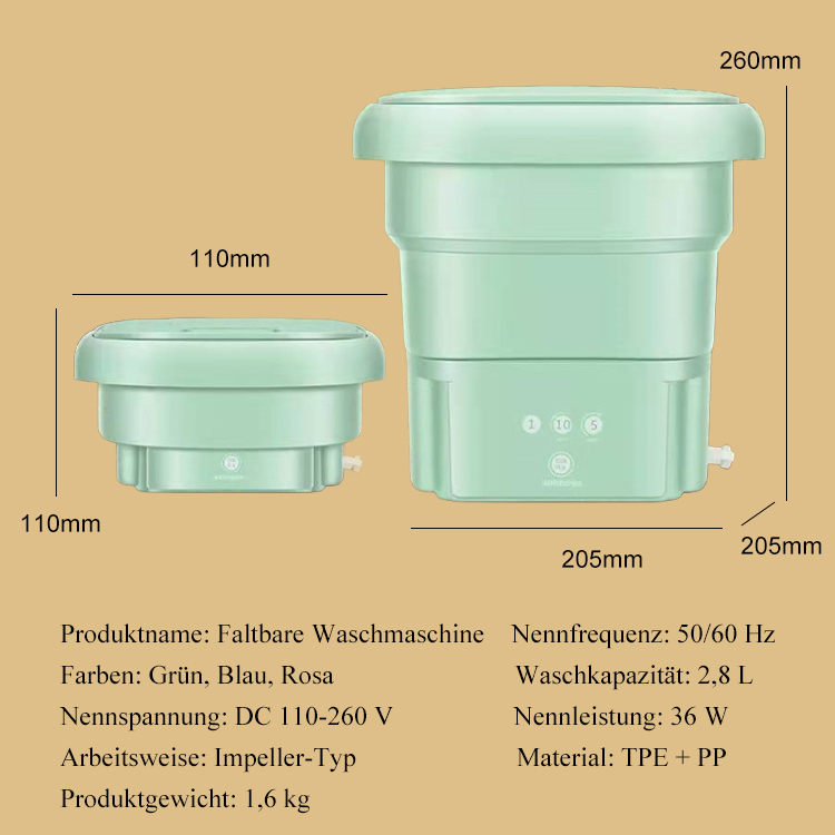 Faltbare tragbare Reisewaschmaschine