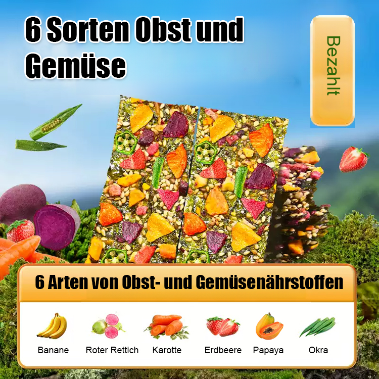 Nährstoffreiche Obst- und Gemüse-Seealgenchips