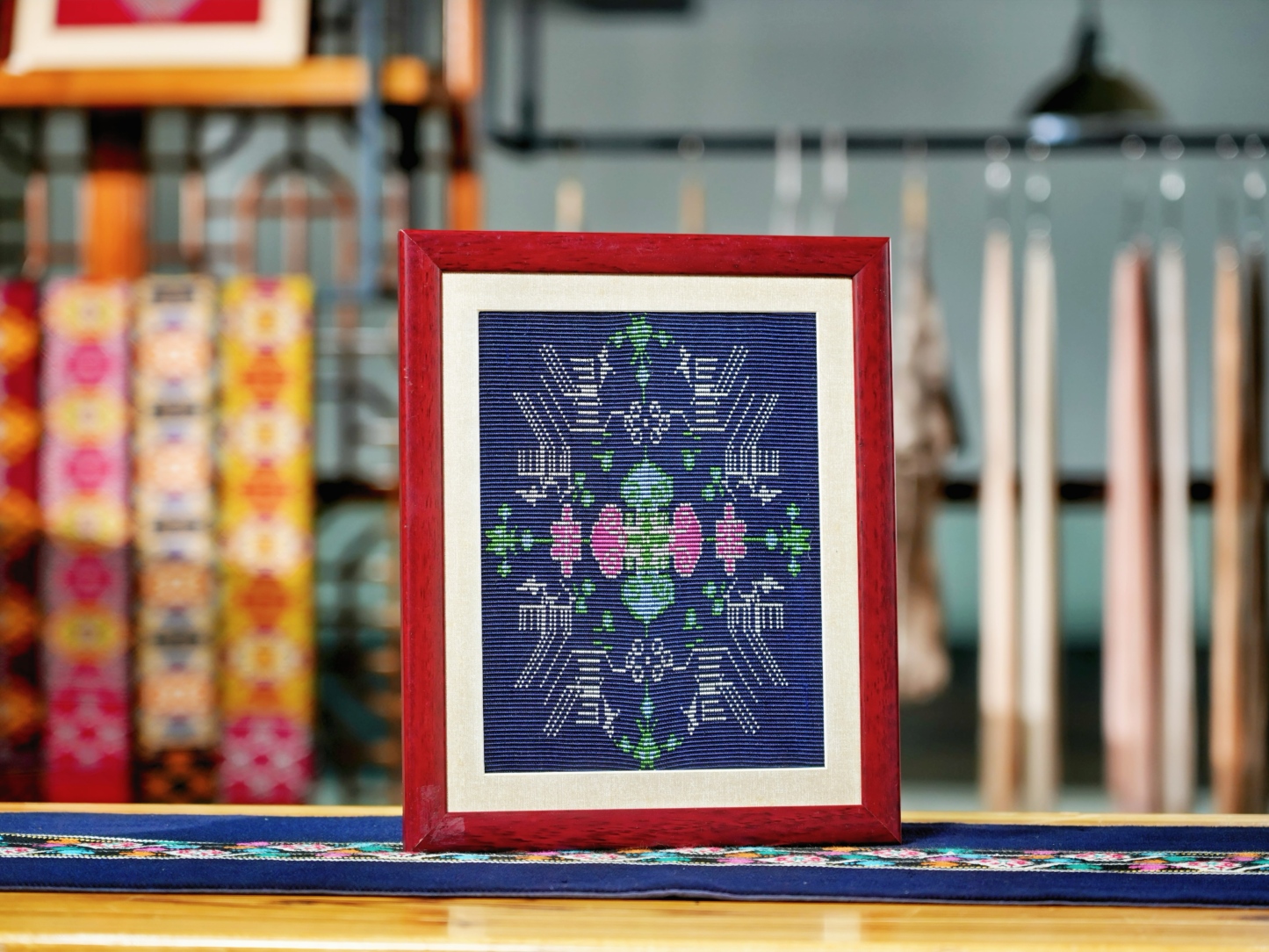 Xilan Kapu Tujia Brocade Ornament - Magpies Among Plum Blossoms