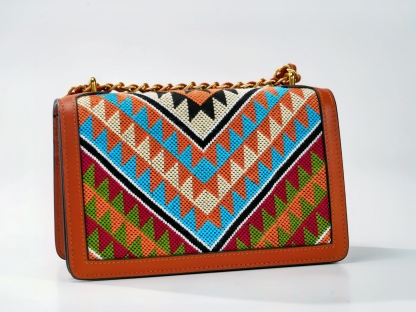 Xilankapu Tujia Brocade Crossbody Bag – Large Sawtooth Pattern, 32-Heddle Twill Weave