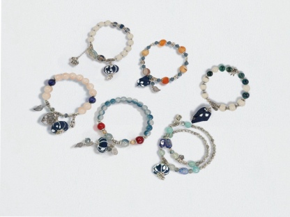 Indigo Whisper: Handmade Bracelet Inspired by Blue Calico