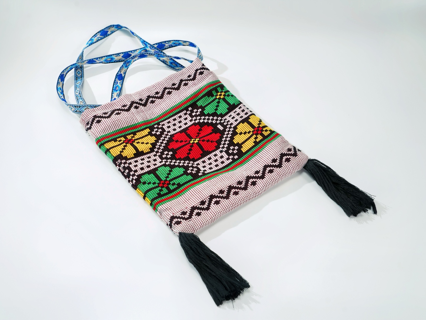 Xilankapu Tujia Brocade “Watermelon Flower” Crossbody Bag – 32-Heddle Plain Weave