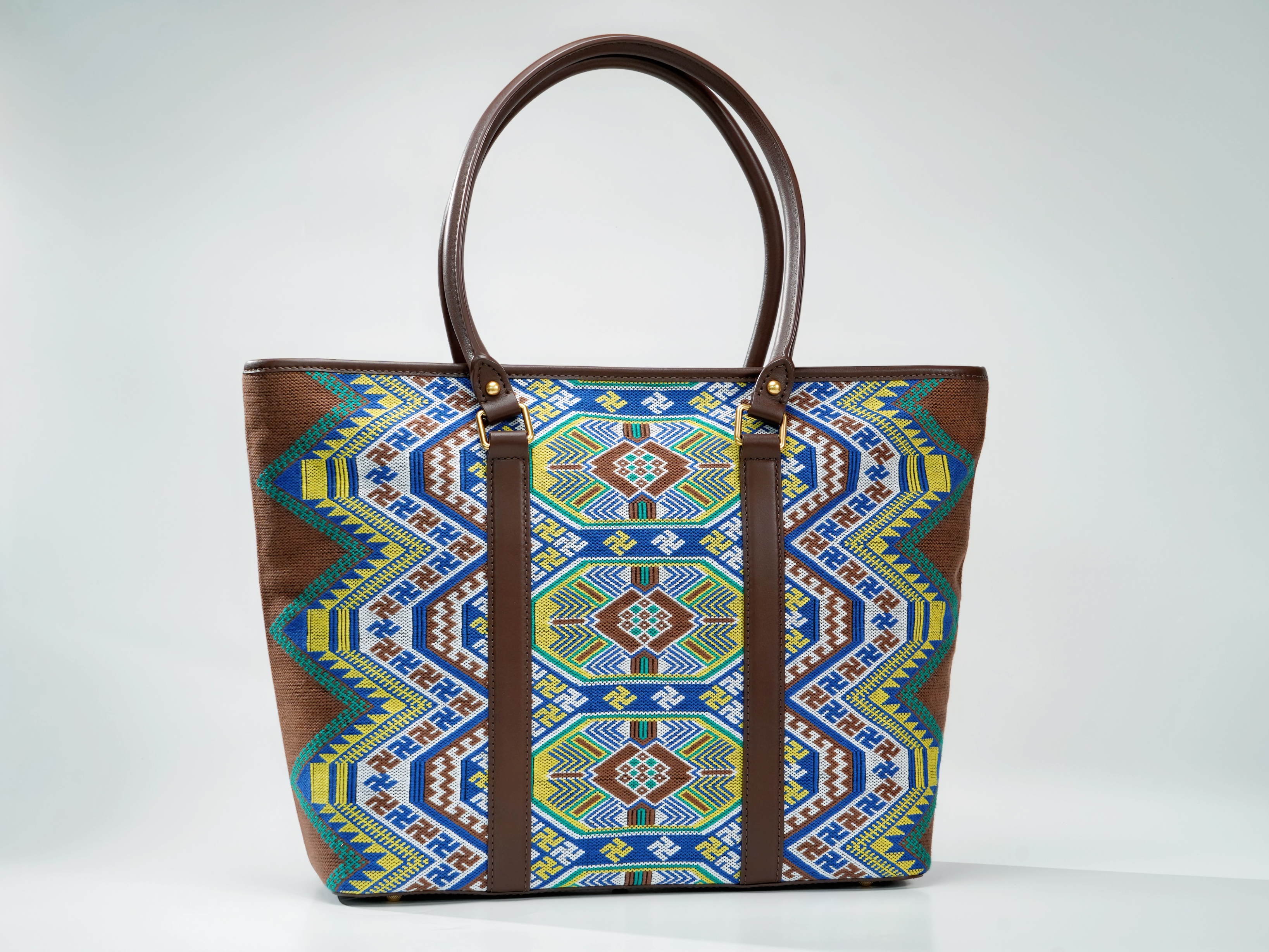 Xilankapu Tujia Brocade Tote Bag – Crab Flower Pattern