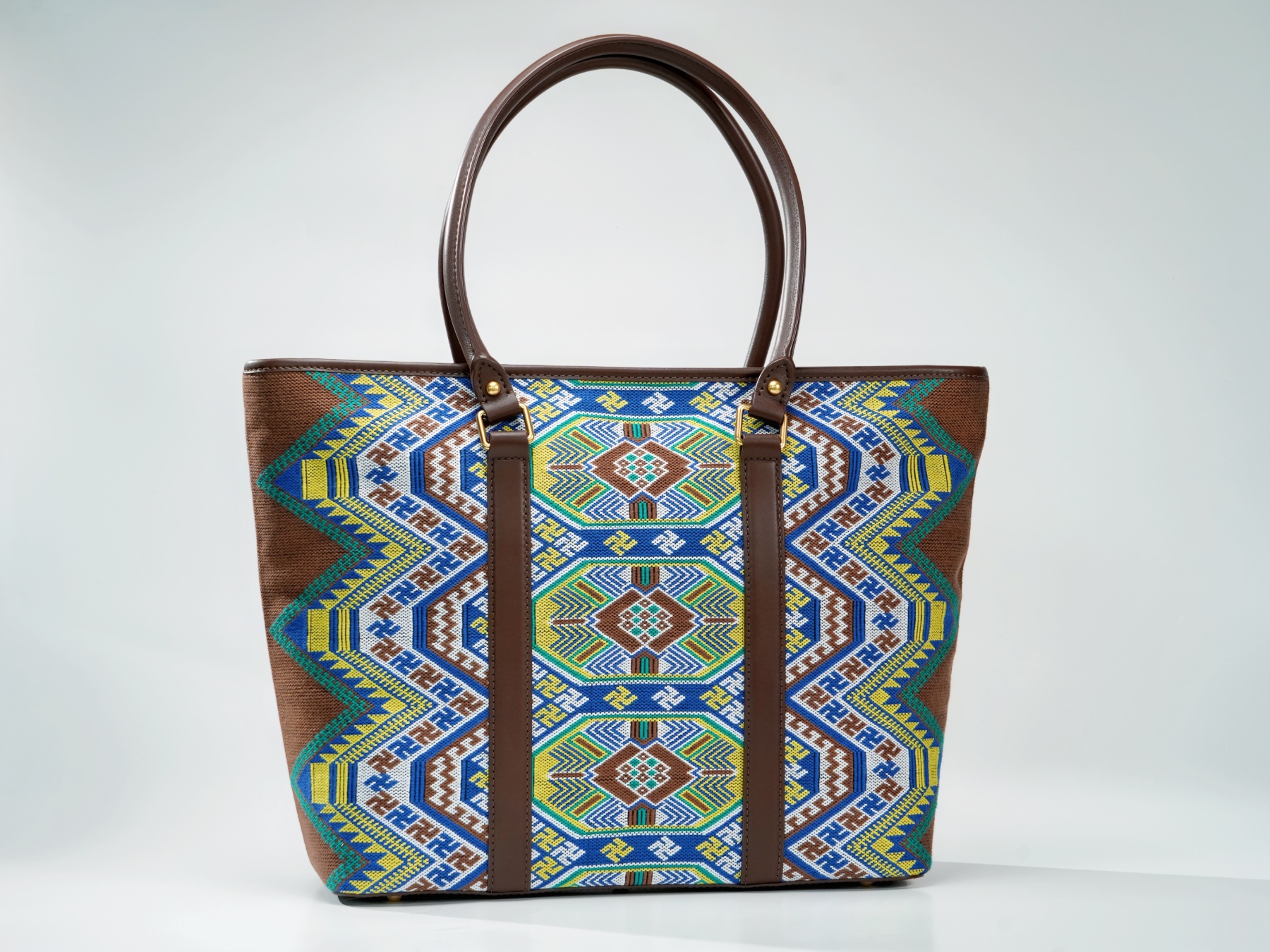 Xilankapu Tujia Brocade Tote Bag – Crab Flower Pattern