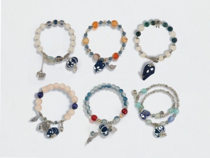 Indigo Whisper: Handmade Bracelet Inspired by Blue Calico