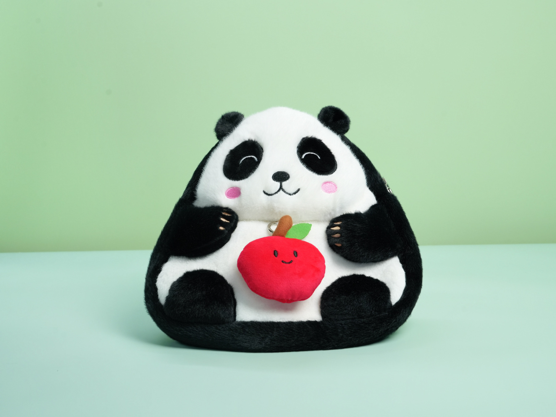 Onigiri-Shaped Panda Plush Backpack – Apple Hug Edition