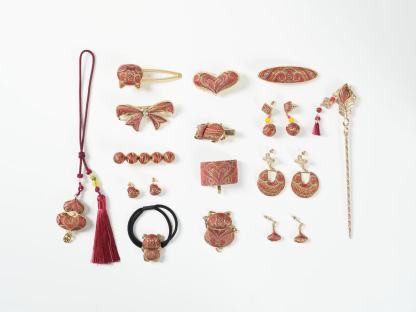 Song Brocade Ruby Beaded Curtain Set