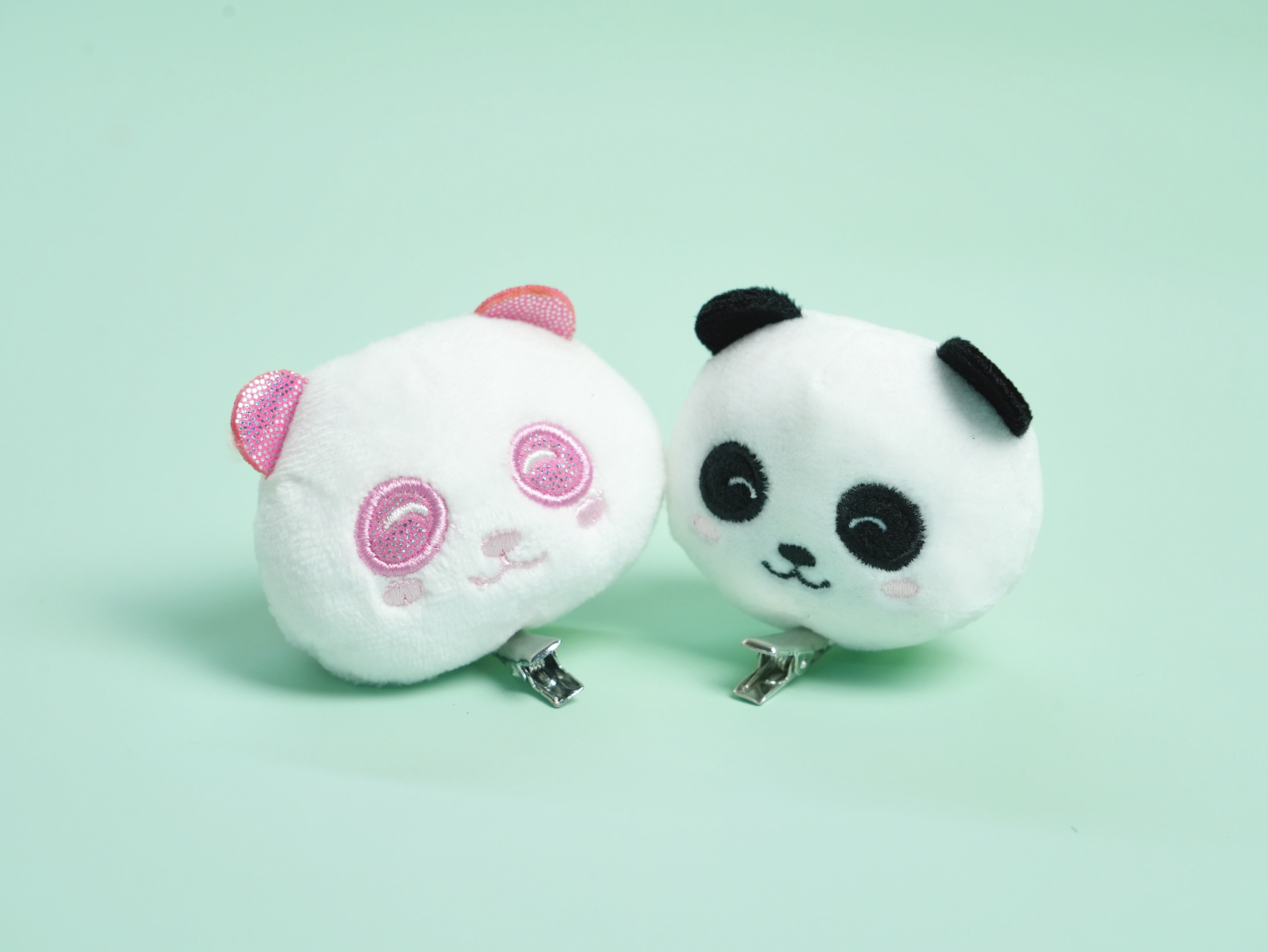 Panda Head Plush Hair Clip – Black & Pink Versions