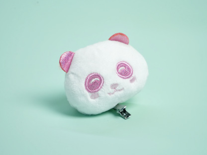 Panda Head Plush Hair Clip – Black & Pink Versions
