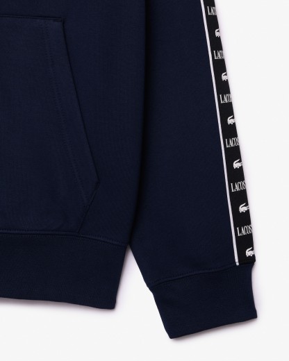 Sweatshirt zippé à capuche bandes siglées - Bleu nuit