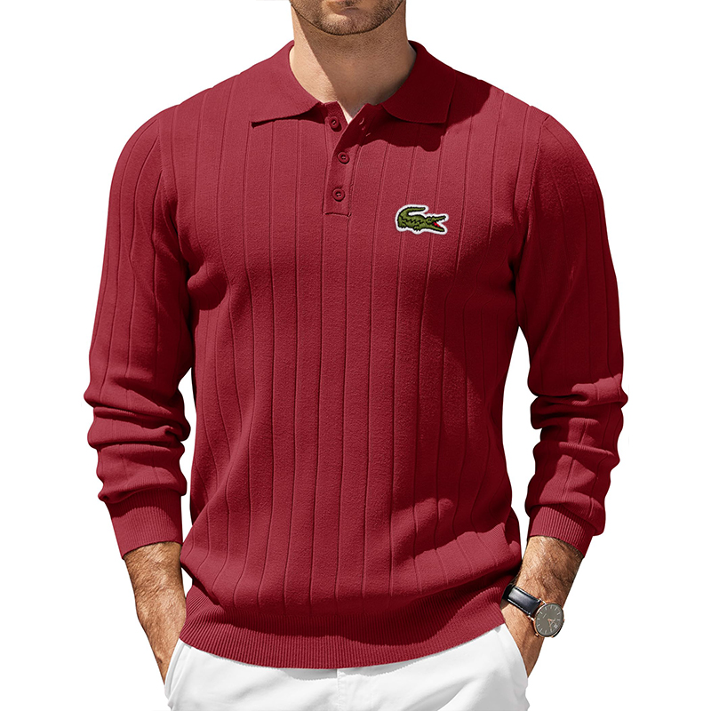 Polo Sweater Slim Fit Longsleeve Lightweight Casual