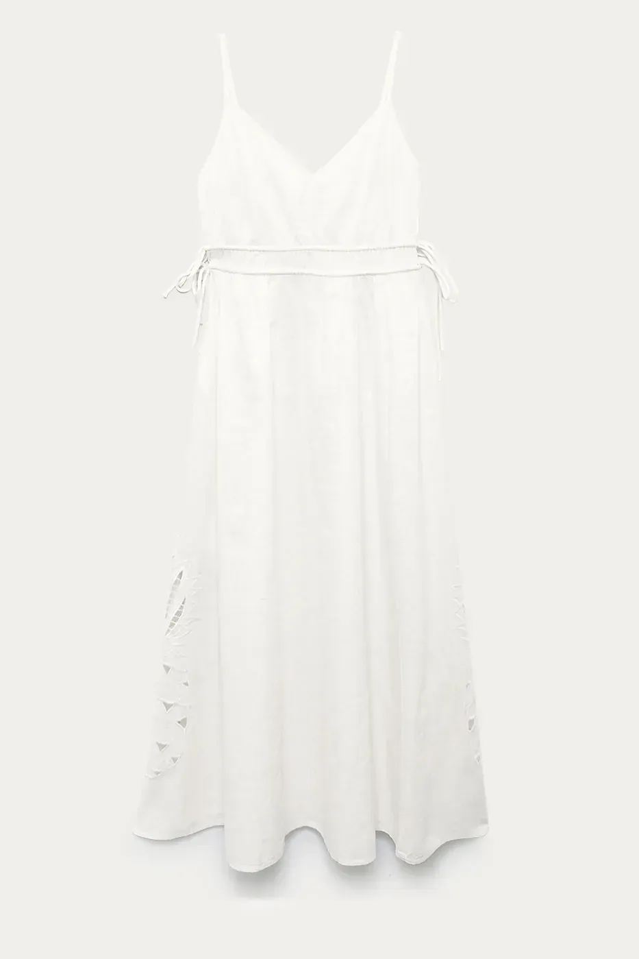 Robe longue a bretelles Femme - Ecru