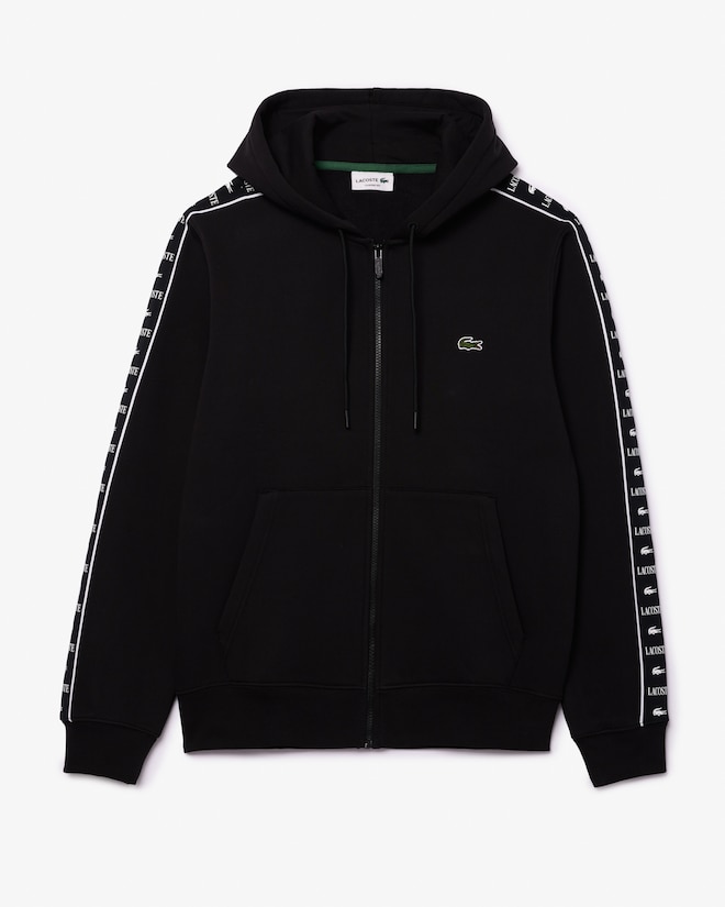 Sweatshirt zippé à capuche bandes siglées