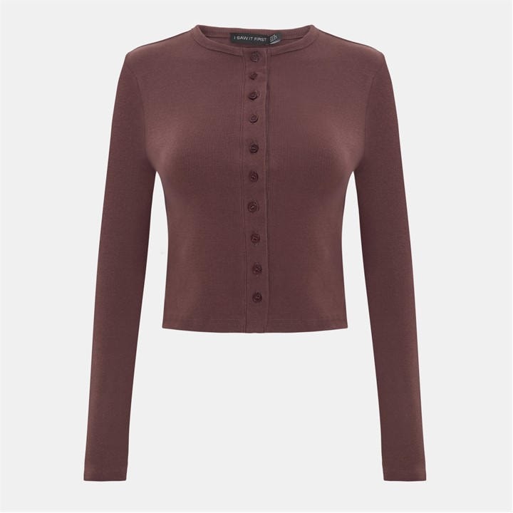 Long Sleeve Rib Button Top