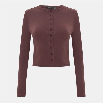 Long Sleeve Rib Button Top