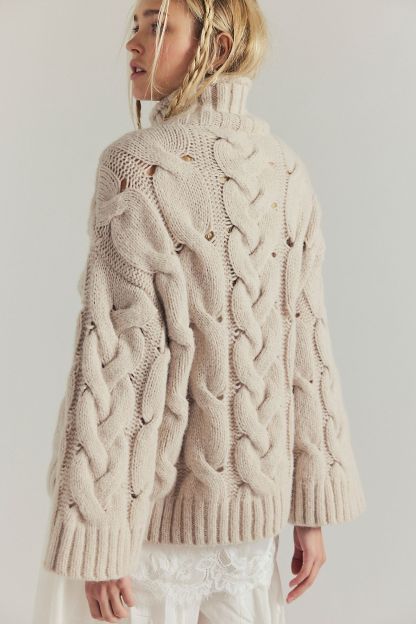 SoftSpun Cable Knit Pullover - Seashell