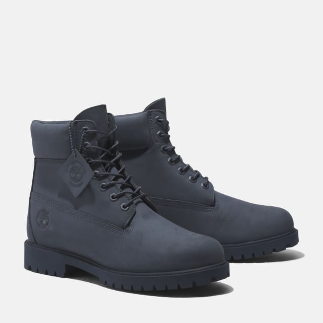 Timberland® Heritage 6 Inch Lace-Up Waterproof Boot for Men in Dark Blue Nubuck