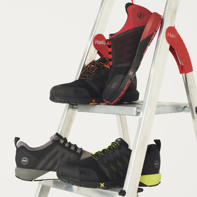 Radius Alloy-Toe Work Shoe for Men in Black and Red