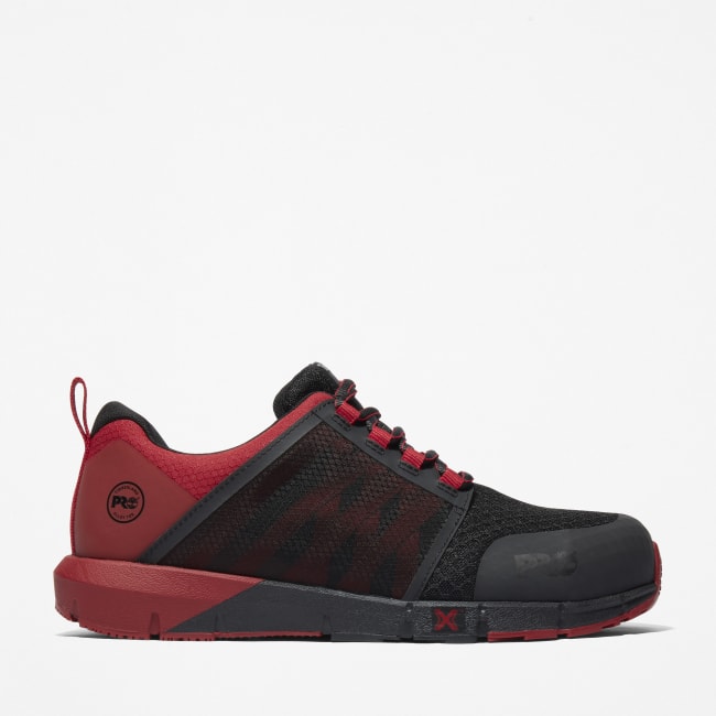 Radius Alloy-Toe Work Shoe for Men in Black and Red